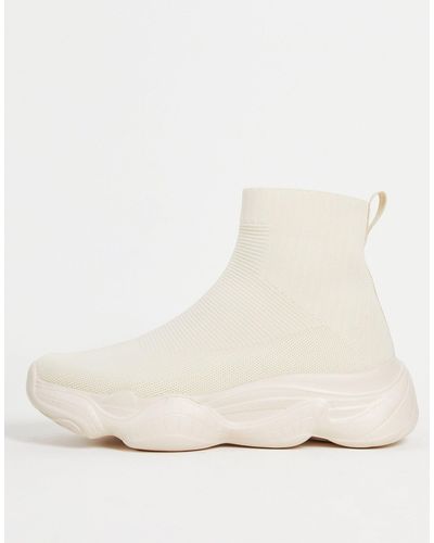 Truffle Collection Chunky Sole Knitted Sock Sneakers - Natural