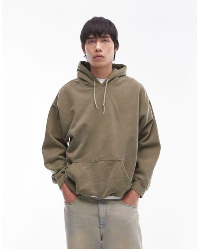 TOPMAN Vintage Wash Oversized Hoodie - Grey