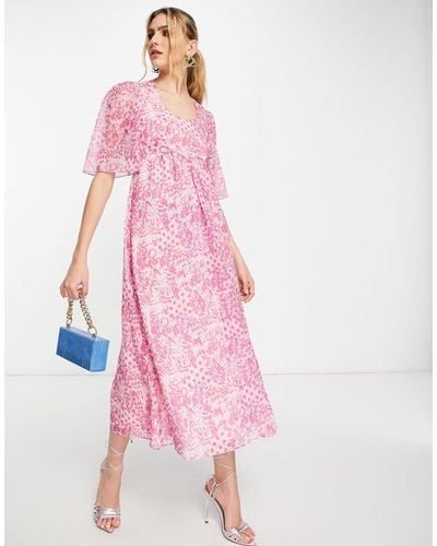 Whistles Midi Dress With Back Deatil - Pink