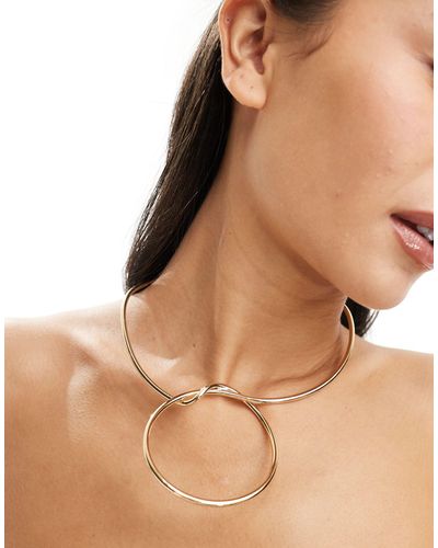 ASOS Torque Necklace With Oversized Knot Design - Brown