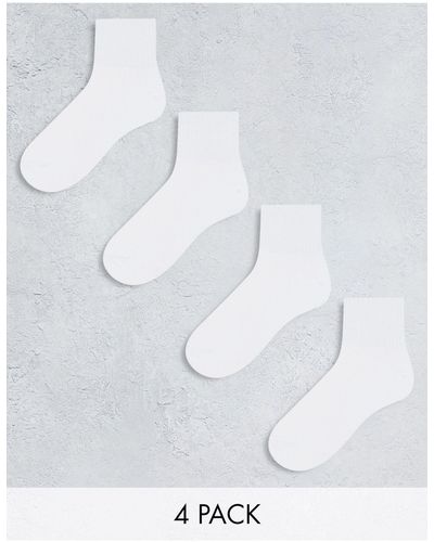 Lindex Confezione da 4 paia di calzini sportivi a coste bianchi - Bianco