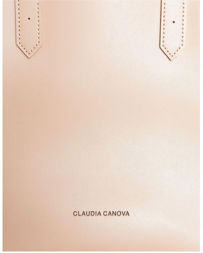 Claudia Canova – große kastige tragetasche mit trageriemen - Natur