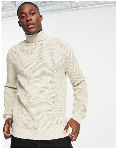 French Connection Waffle Roll Neck Sweater - White