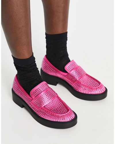 ASOS Million Chunky Embellished Loafers - Pink