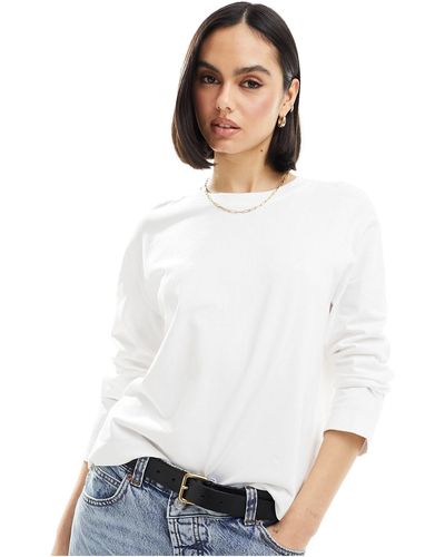 SELECTED Femme - maglietta bianca squadrata a maniche lunghe - Bianco