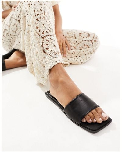 ASOS Fig Square Toe Flat Sandals - Natural