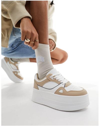 London Rebel Chunky Panelled Flatform Sneakers - White