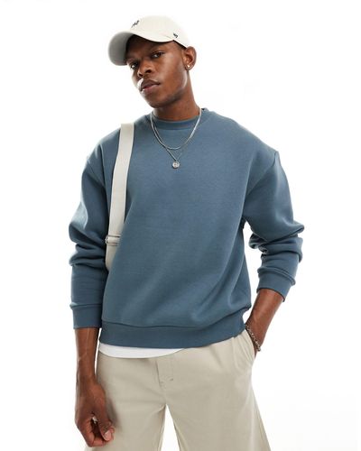 ASOS – kastiges, kurzes sweatshirt - Blau
