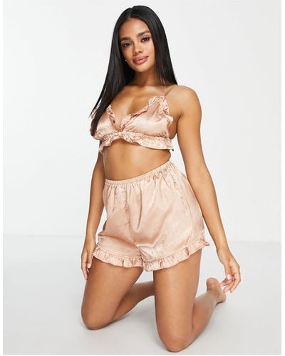 Vero Moda Pyjamaset Van Satijn Met Bralette En Short - Metallic