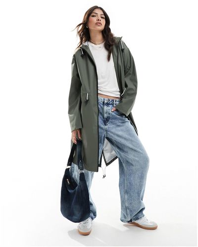 ASOS – gummierter, sportlicher regen-parka - Blau