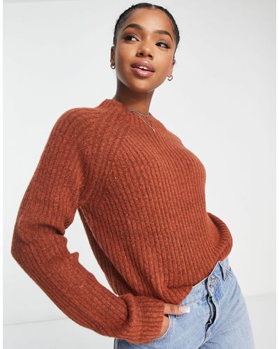 Monki Ribbed Knitted Sweater - Red