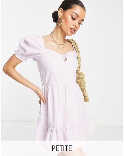 Miss Selfridge Petite Poplin Milkmaid Fit And Flare Mini Dress - White