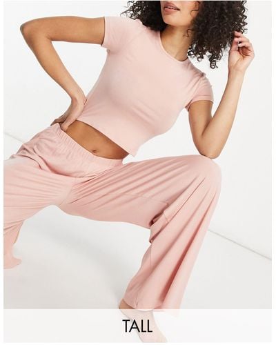 Missguided Crop Top And wide-legged Trousers Pyjama Set - Pink