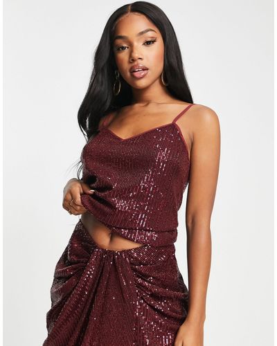 Style Cheat Sequin Cami Co-ord - Red