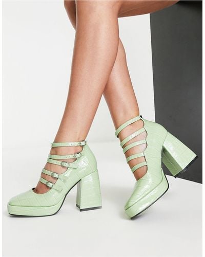 Daisy Street Chaussures à talon en vinyle avec bride - sauge - Vert