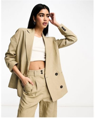AllSaints Petra Co-ord Linen Mix Suit Blazer - Natural