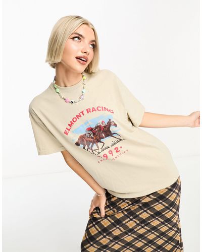 Daisy Street Relaxed T-shirt With Vintage Sports Graphic - Natural