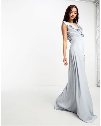 TFNC London Bridesmaid Frill Detail Maxi Dress - White