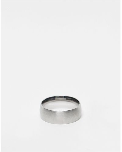 Icon Brand Roestvrijstalen Geborstelde Platte Ring - Wit