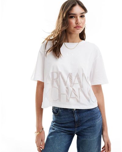 Armani Exchange – kurz geschnittenes t-shirt - Weiß