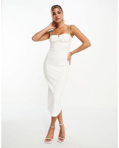 Forever New Diamante Corset Midi Dress - White