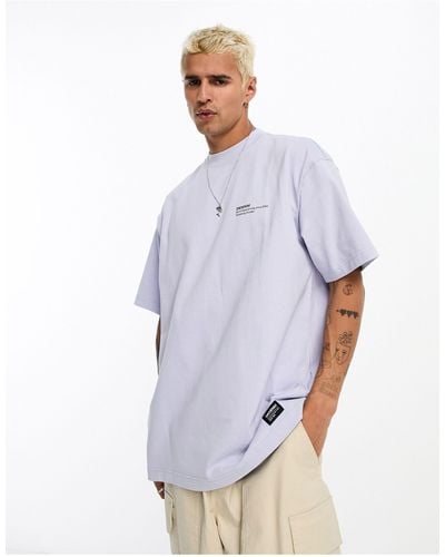 Dr. Denim Miller - t-shirt oversize lilla con logo piccolo - Bianco
