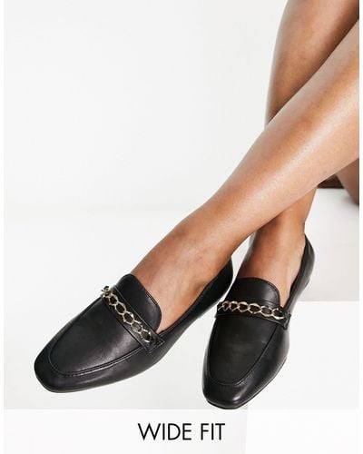 ASOS Wide Fit Mingle Chain Loafers - Black