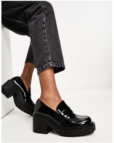 Monki Platform Heeled Loafers - Black