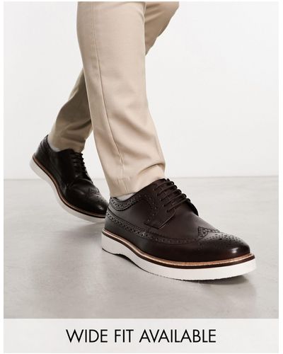 ASOS Brogue-schoenen Van Leer Met Witte Sleehak - Zwart