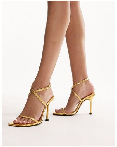TOPSHOP – claire – zweiteilige, e sandaletten aus hochwertigem leder mit absatz - Schwarz