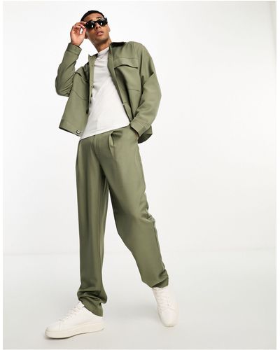 ADPT Losvallende Pantalon Met Hoge Taille - Groen