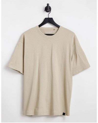 Pull&Bear – beiges oversize-t-shirt - Natur