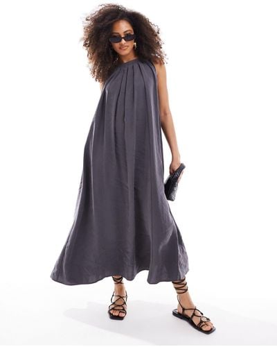 ASOS Sleeveless Pleated Oversized Maxi Dress - Blue