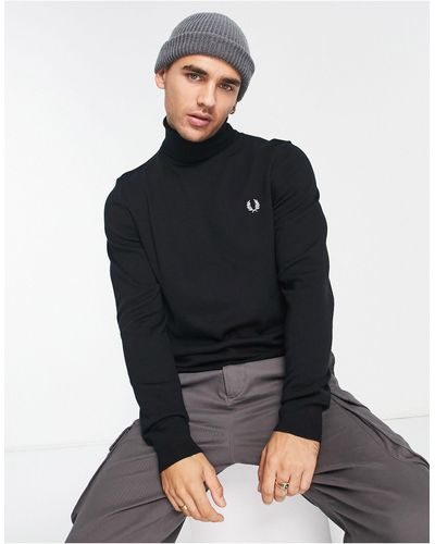 Fred Perry Pull col roulé uni - Noir