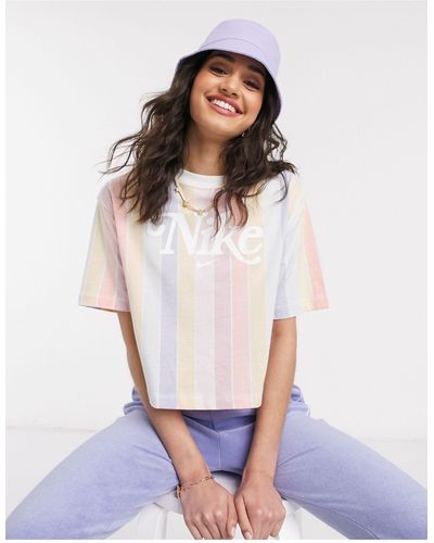 Nike T-shirt court à logo rétro et rayures arc-en-ciel - Multicolore