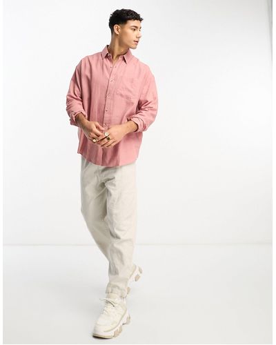 New Look Long Sleeve Linen Blend Shirt - Pink