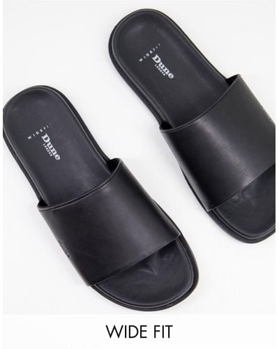 Dune London Icamo - Premium Leren Slippers Met Brede Pasvorm - Zwart