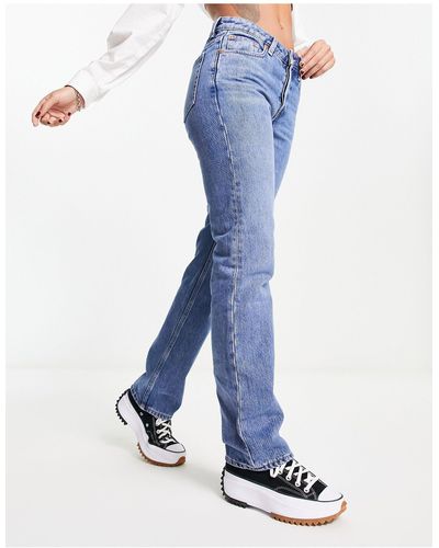 Weekday Pin - Jeans Met Rechte Pijpen En Halfhoge Taille - Blauw