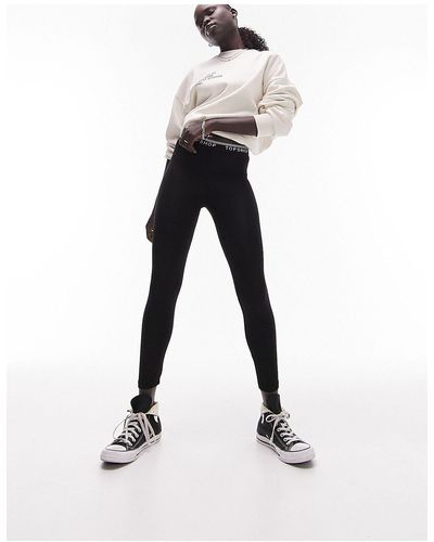 Topshop Unique Branded Elastic leggings - Black