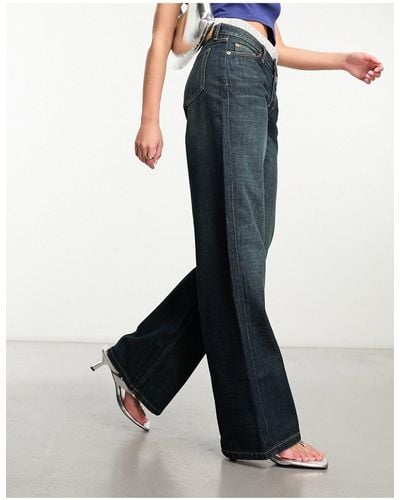 Weekday Ample Low Waist Loose Fit Straight Leg Jeans - Black