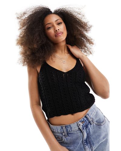 ASOS Knitted Crochet Crop Top - Black