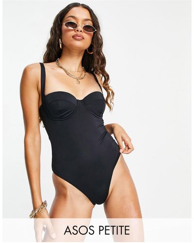 ASOS Asos Design Petite Moulded Underwired Swimsuit - Black