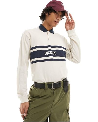 Dickies Yorktown Rubgy Long Sleeve Polo Shirt - Natural