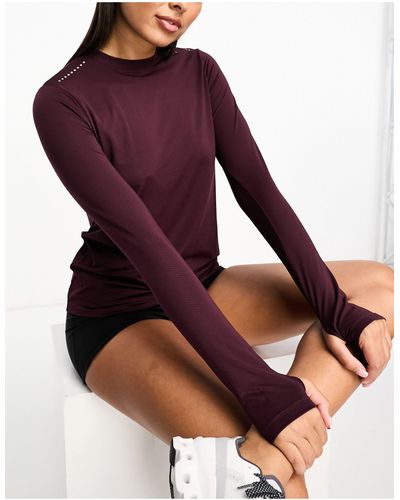 ASOS 4505 Icon - top da corsa bordeaux a maniche lunghe - Viola