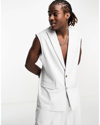 ASOS Slim Sleeveless Suit Jacket - White