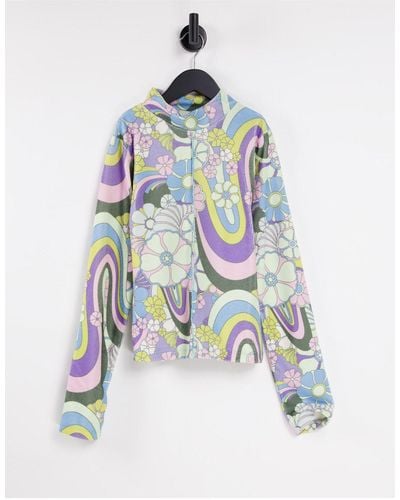 Damson Madder – mehrfarbiges oberteil aus polyester mit psychedelischem muster, kombiteil - purple