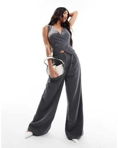 ASOS Wrap Around Belted Waistcoat Jumpsuit - Blue