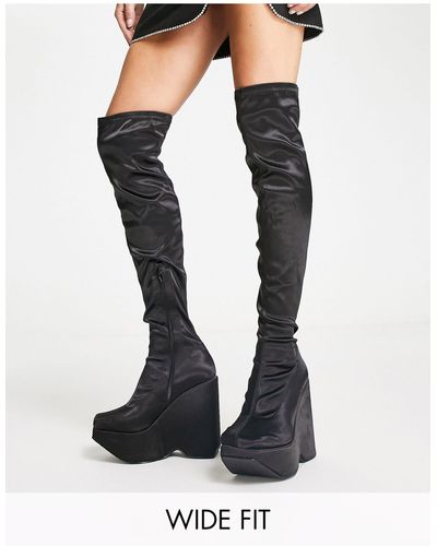 Public Desire Brela Second Skin Over The Knee Boots - Black