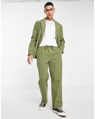 Reclaimed (vintage) – gerade geschnittene, lockere sommer-anzughose - Grün