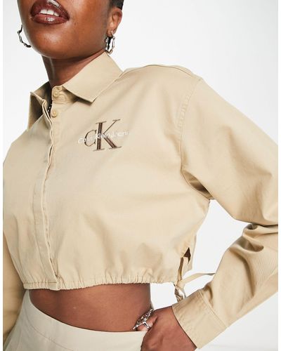 Calvin Klein Camicia corta arricciata beige con laccetti - Neutro